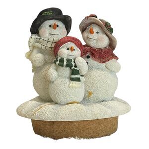 Home Interiors Snowman‎ Family Candle Topper Jar Shade Ceramic Christmas Retired